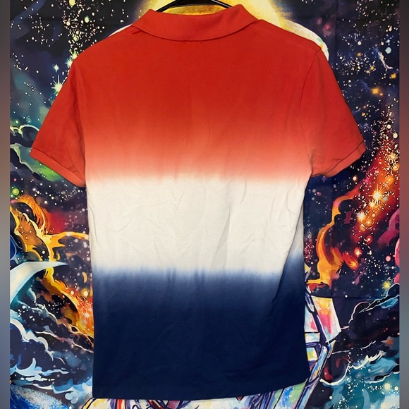 Men’s Small Polo Ralph Lauren Custom Slim Fit USA Gradient Red Tie-Dye - Picture 4 of 4